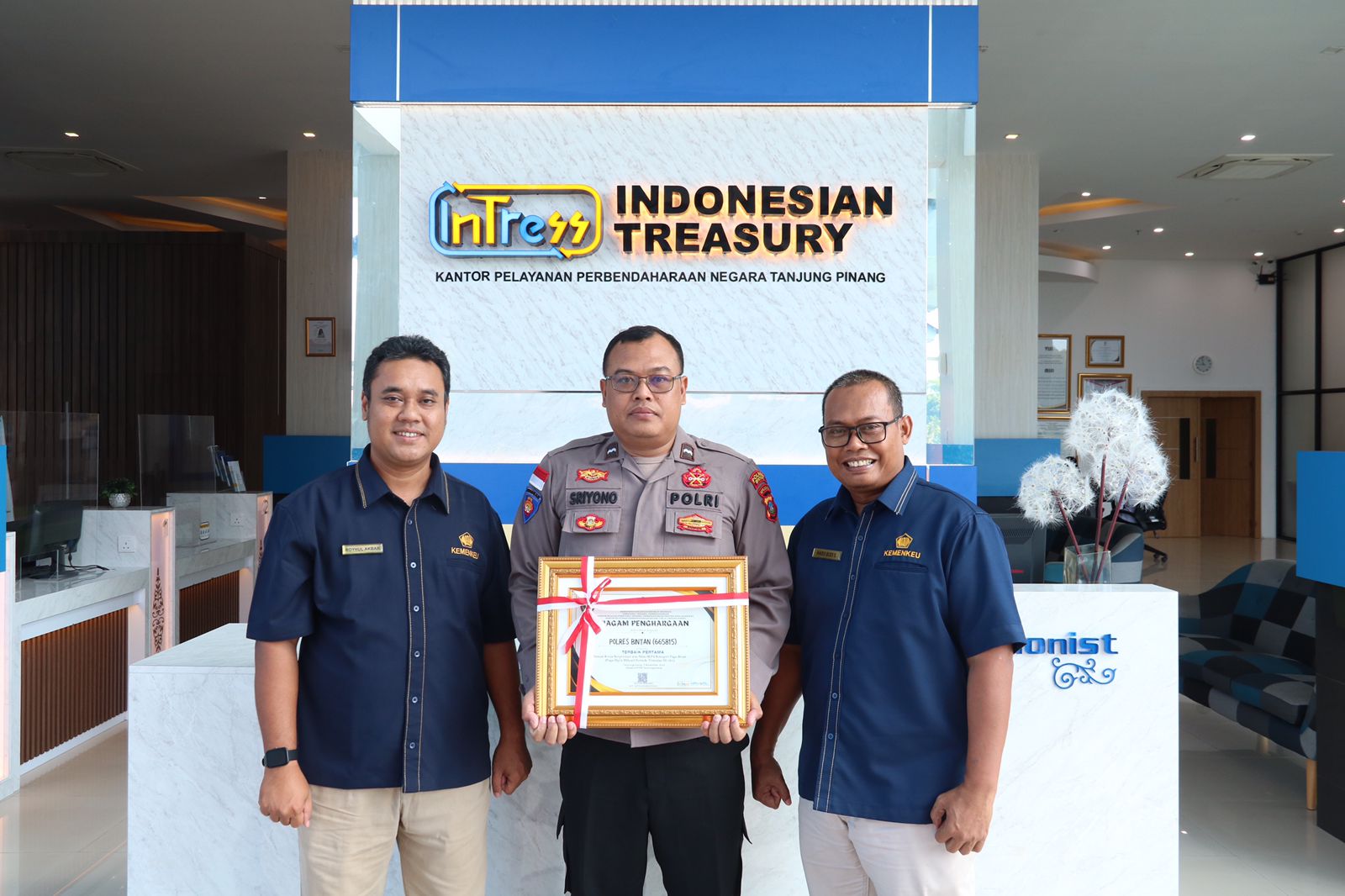Polres Bintan Kembali Terima Penghargaan Dari KPPN Tipe A1 Tanjungpinang