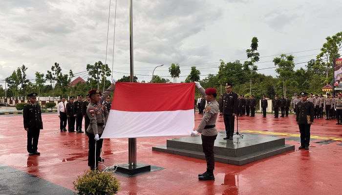 Upacara Peringatan Hari Lahir Pancasila di Polres Bintan Diguyur Hujan Tetap Dilaksanakan Dengan Hikmat