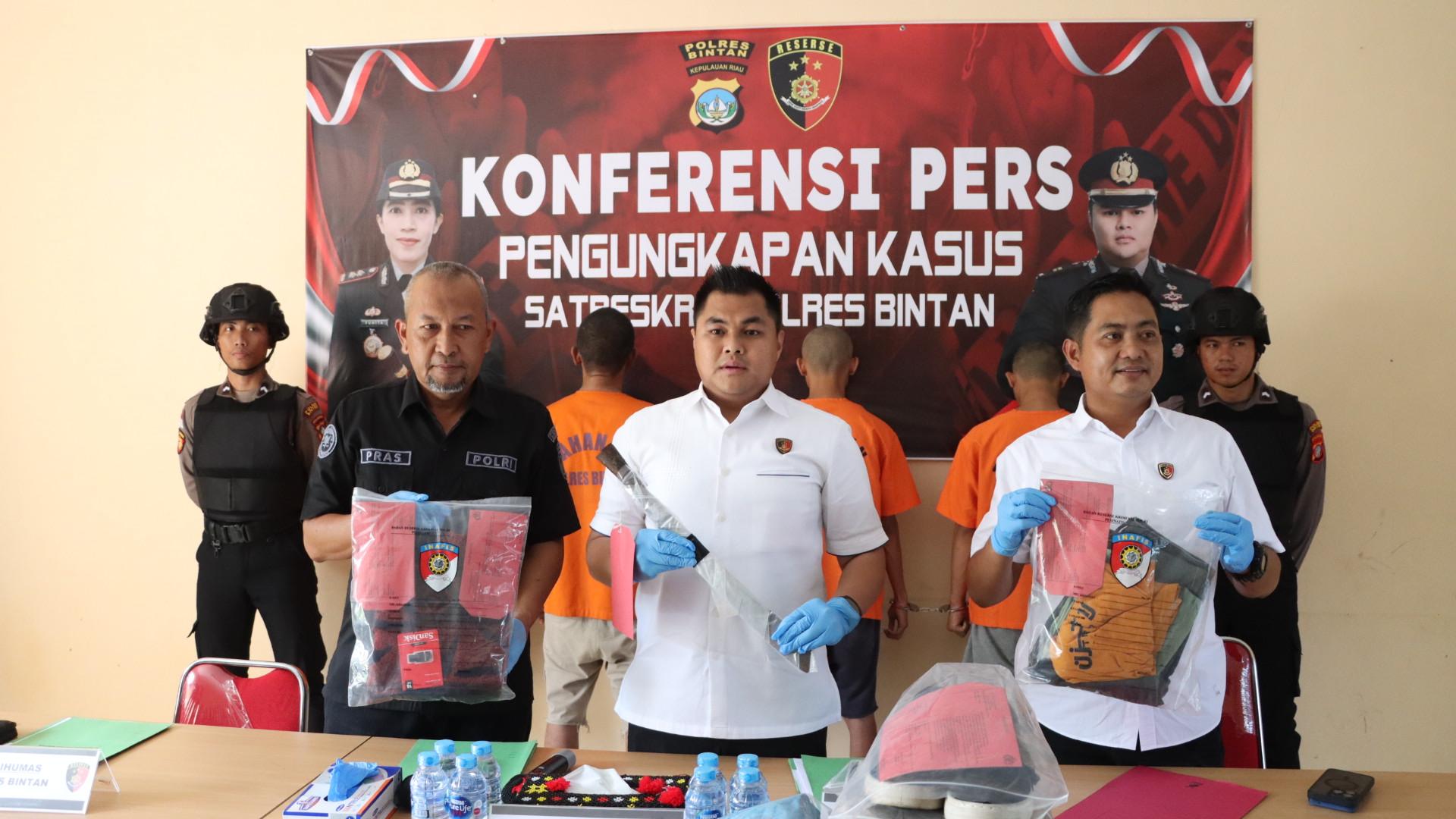Polres Bintan Konferensi Pers Kasus Tindak Pidana Pencurian Dengan Pemberatan dan Tindak Pidana Pencurian Motor